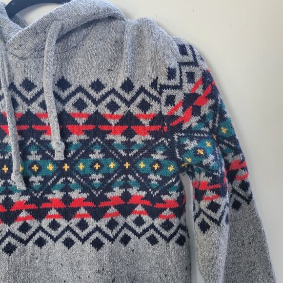 American Eagle Outfitters Fair Isle Hoodie Sweater XS Gray Seriously Soft Blend - Picture 2 of 9